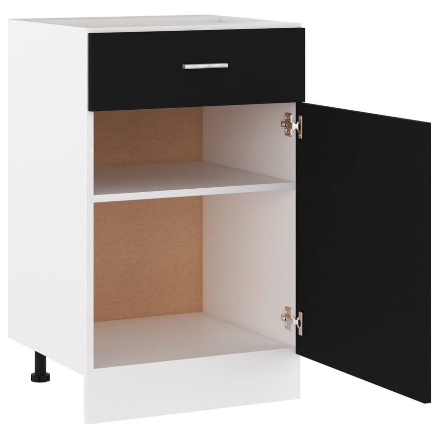 Onderkast met lade 50x46x81,5 cm bewerkt hout zwart Onderkast met lade 50 cm
