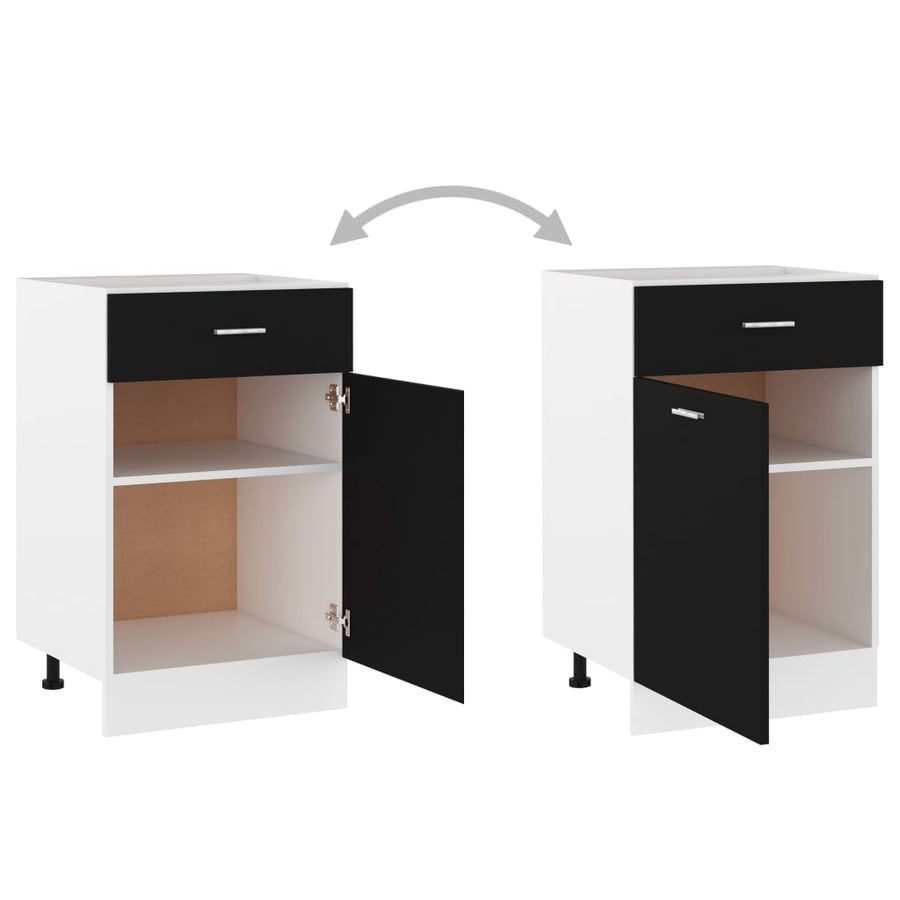 Onderkast met lade 50x46x81,5 cm bewerkt hout zwart Onderkast met lade 50 cm