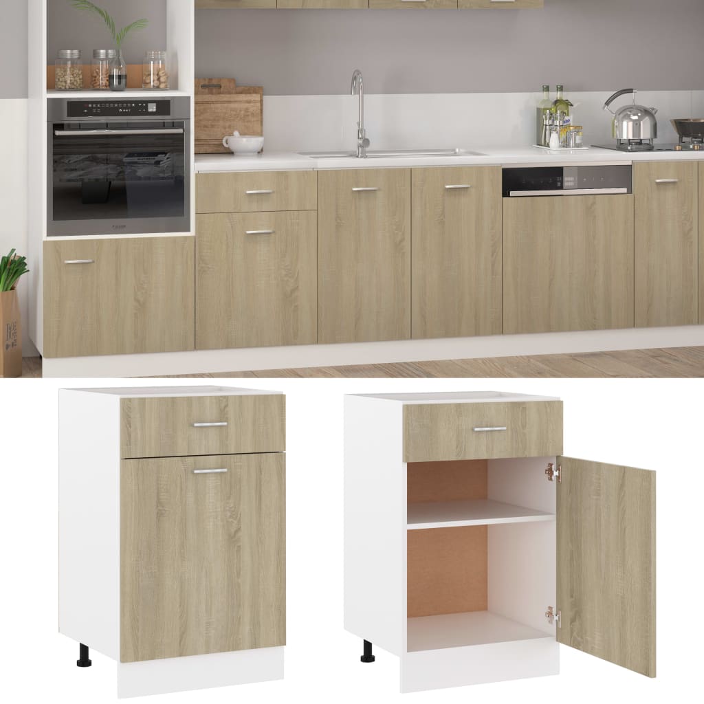 Onderkast met lade 50x46x81,5 cm spaanplaat sonoma eikenkleurig Onderkast met lade 50 cm
