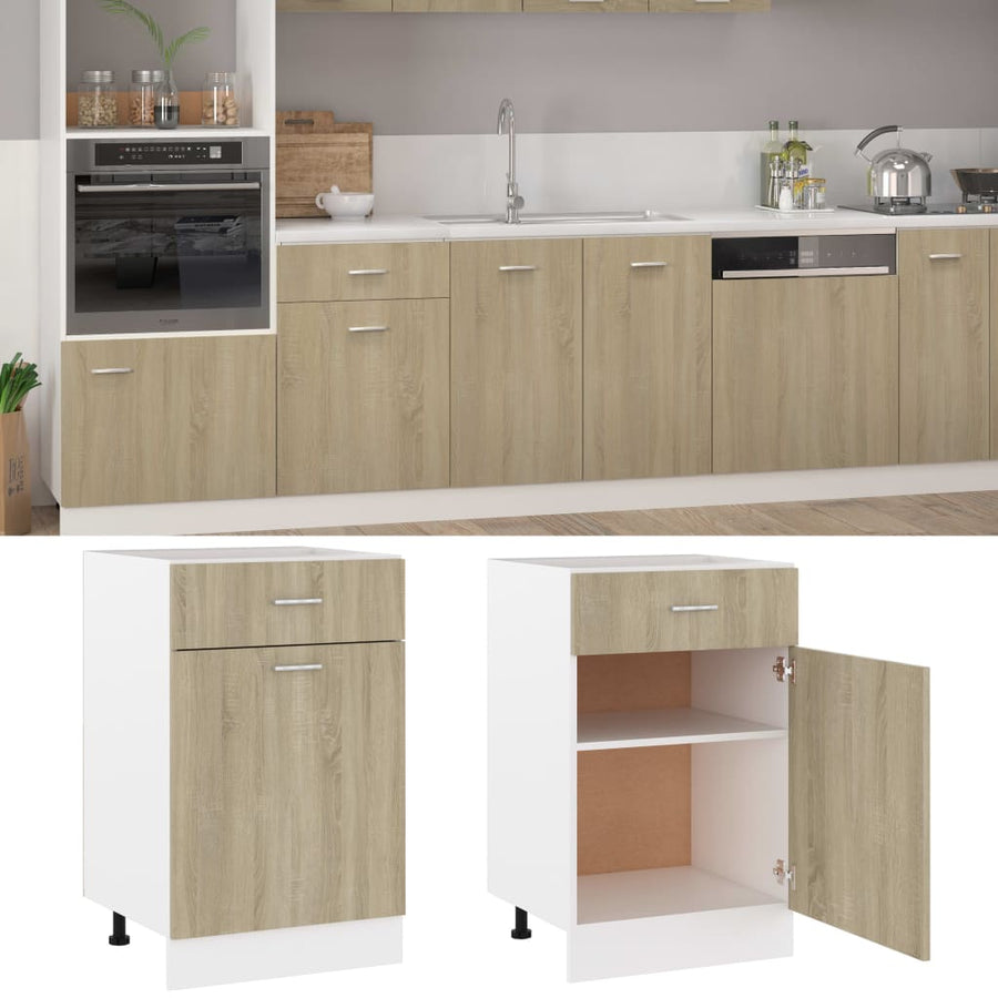 Onderkast met lade 50x46x81,5 cm spaanplaat sonoma eikenkleurig Onderkast met lade 50 cm