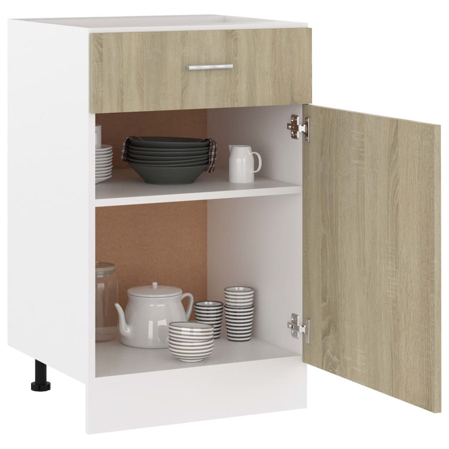 Onderkast met lade 50x46x81,5 cm spaanplaat sonoma eikenkleurig Onderkast met lade 50 cm