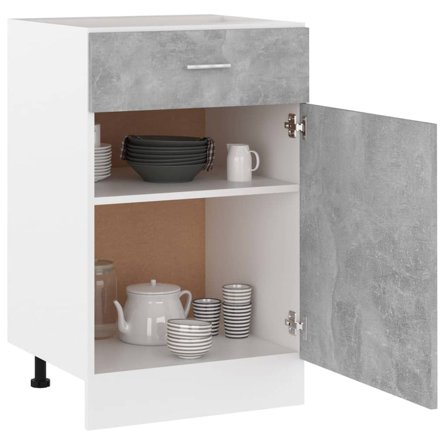 Onderkast met lade 50x46x81,5 cm bewerkt hout betongrijs Betongrijs