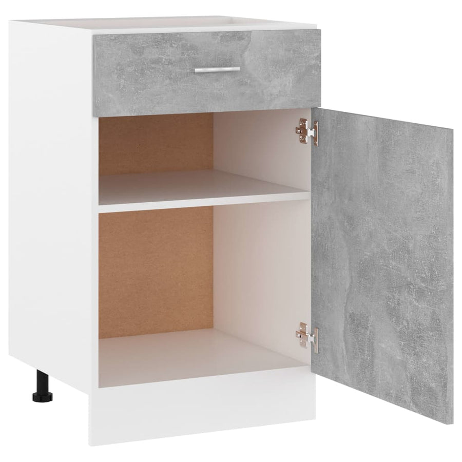 Onderkast met lade 50x46x81,5 cm bewerkt hout betongrijs Betongrijs