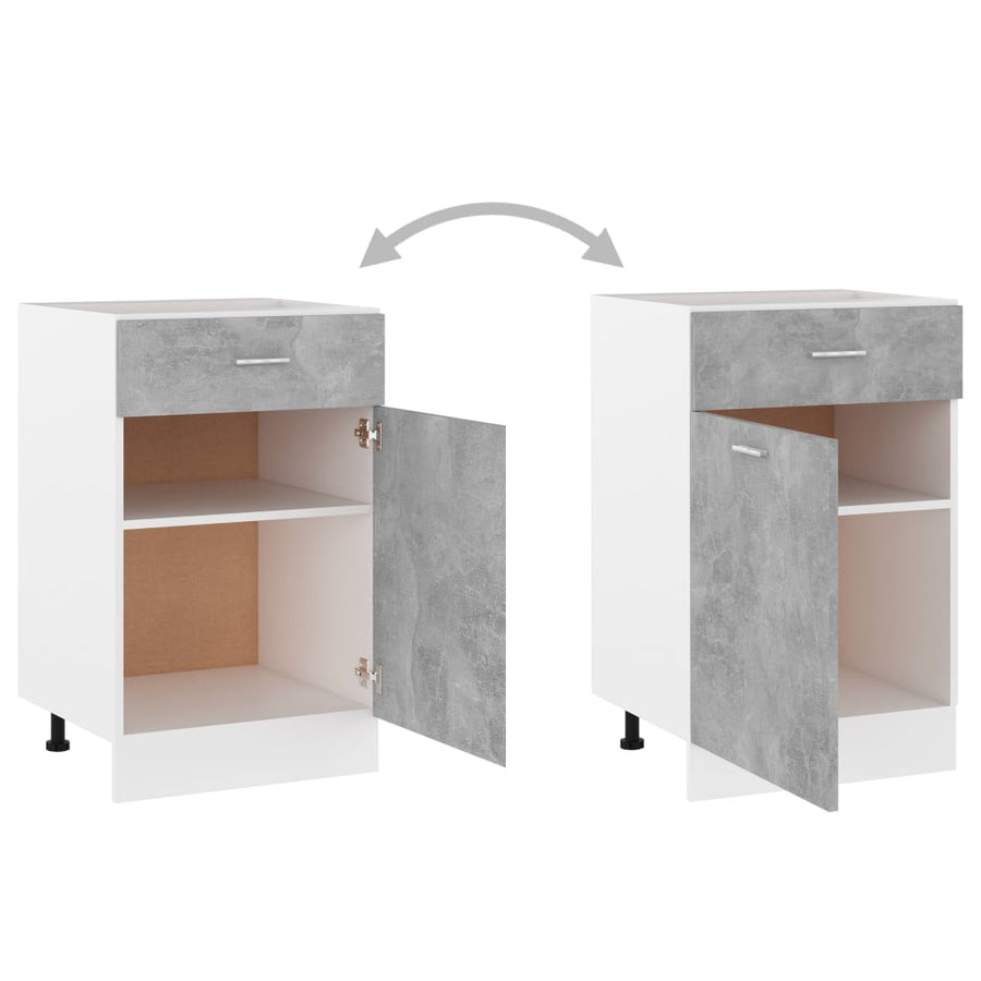 Onderkast met lade 50x46x81,5 cm bewerkt hout betongrijs Betongrijs