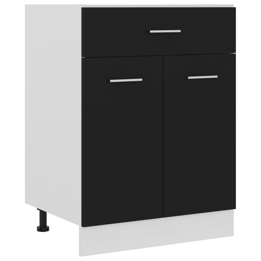 Onderkast met lade 60x46x81,5 cm bewerkt hout zwart Onderkast met lade 60 cm