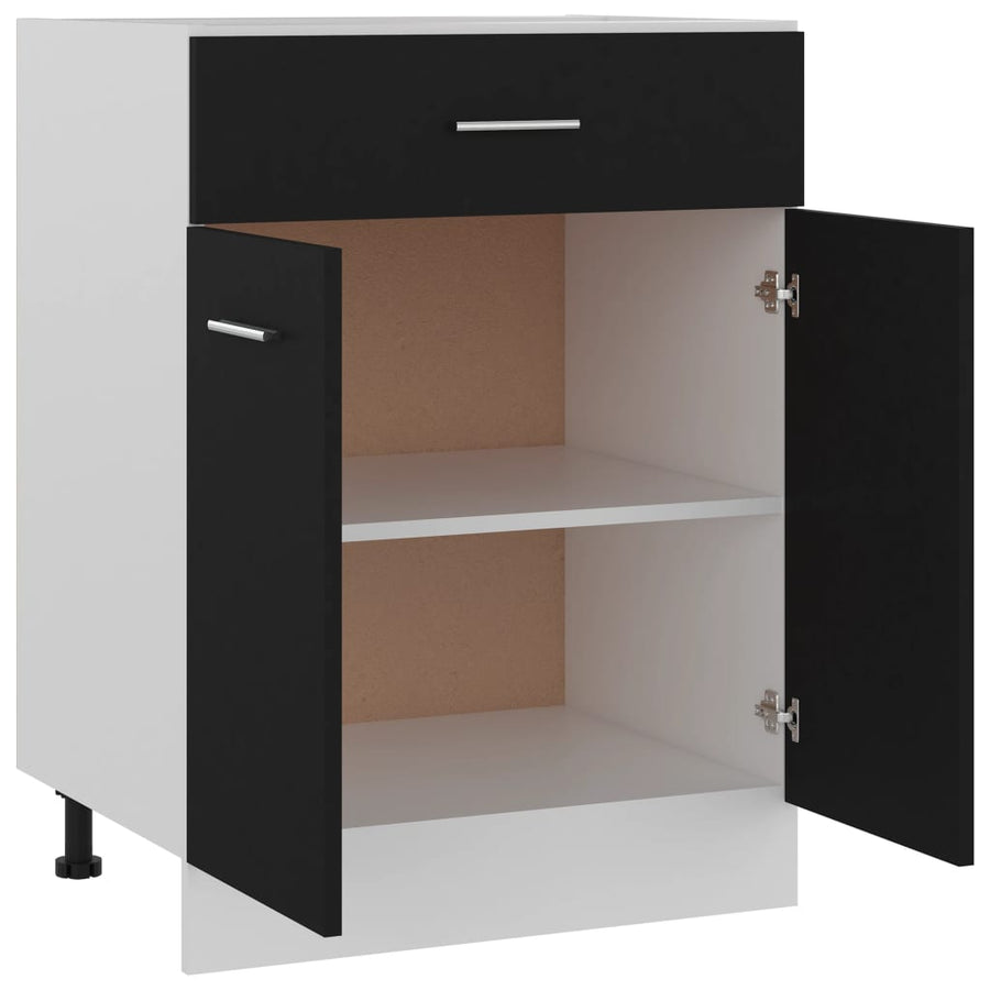 Onderkast met lade 60x46x81,5 cm bewerkt hout zwart Onderkast met lade 60 cm
