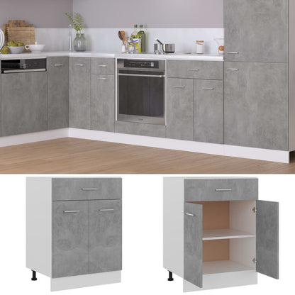 Onderkast met lade 60x46x81,5 cm bewerkt hout betongrijs