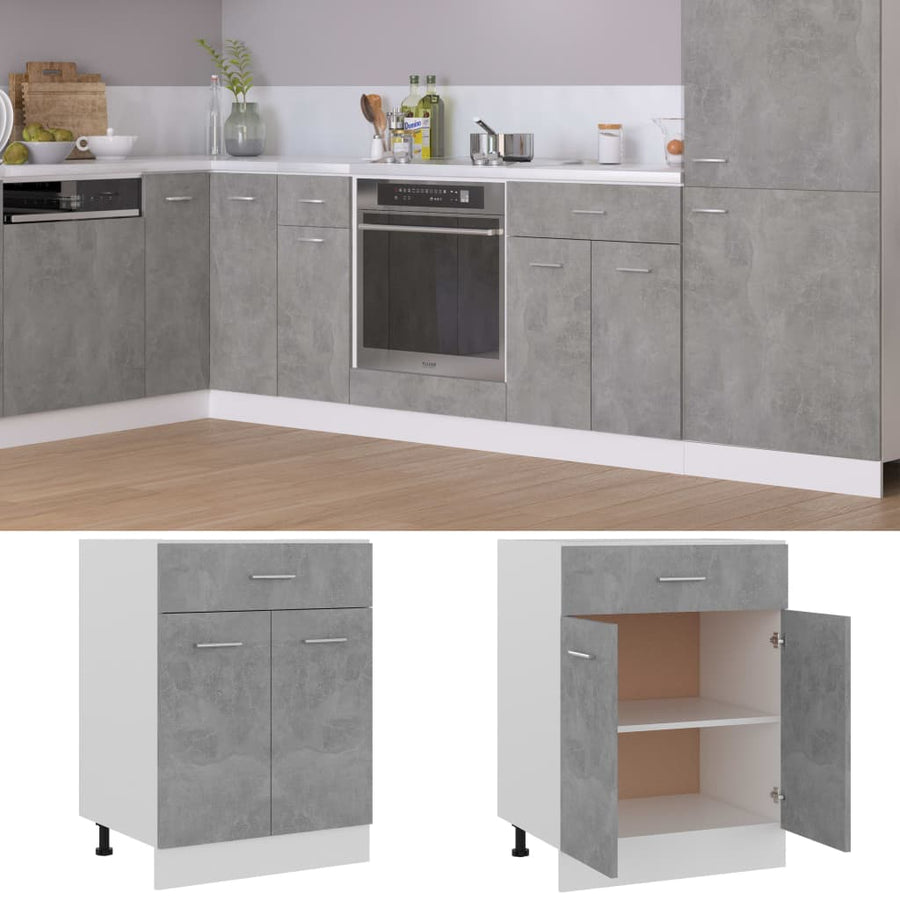 Onderkast met lade 60x46x81,5 cm bewerkt hout betongrijs