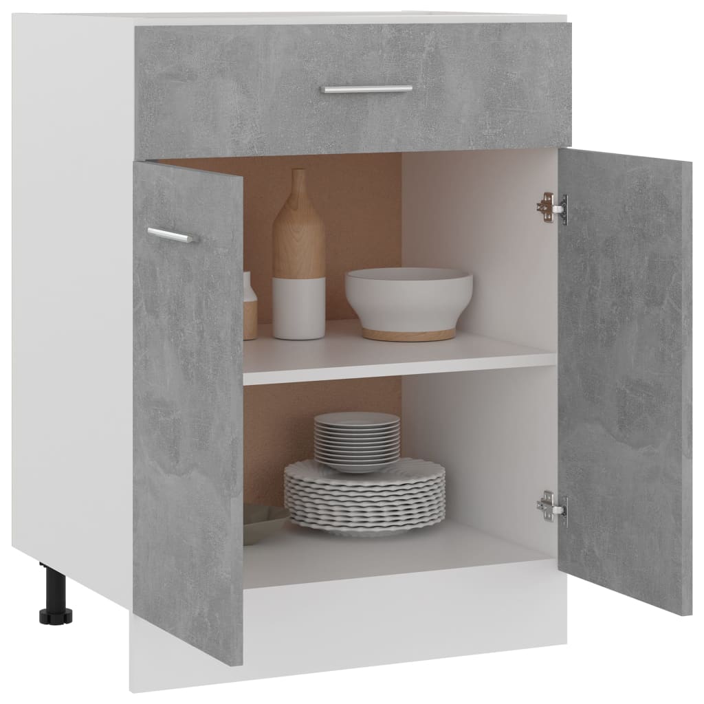 Onderkast met lade 60x46x81,5 cm bewerkt hout betongrijs