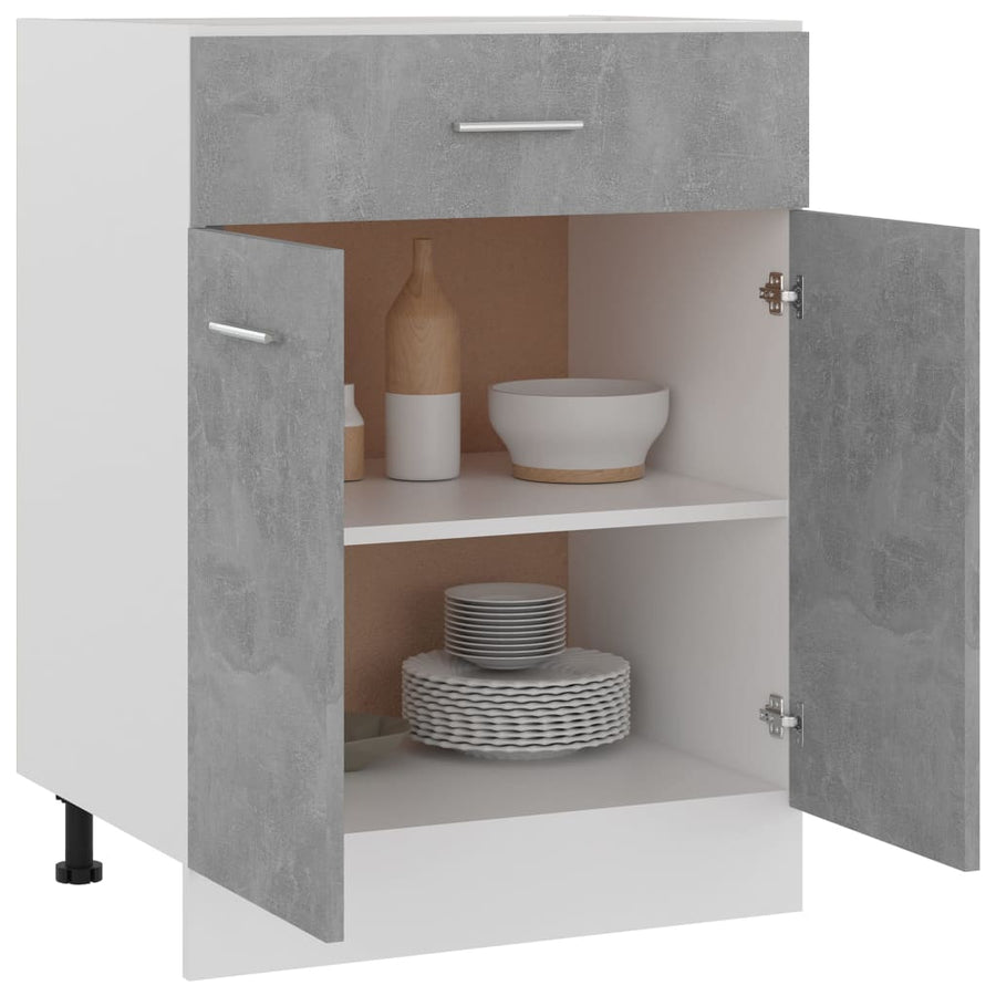 Onderkast met lade 60x46x81,5 cm bewerkt hout betongrijs