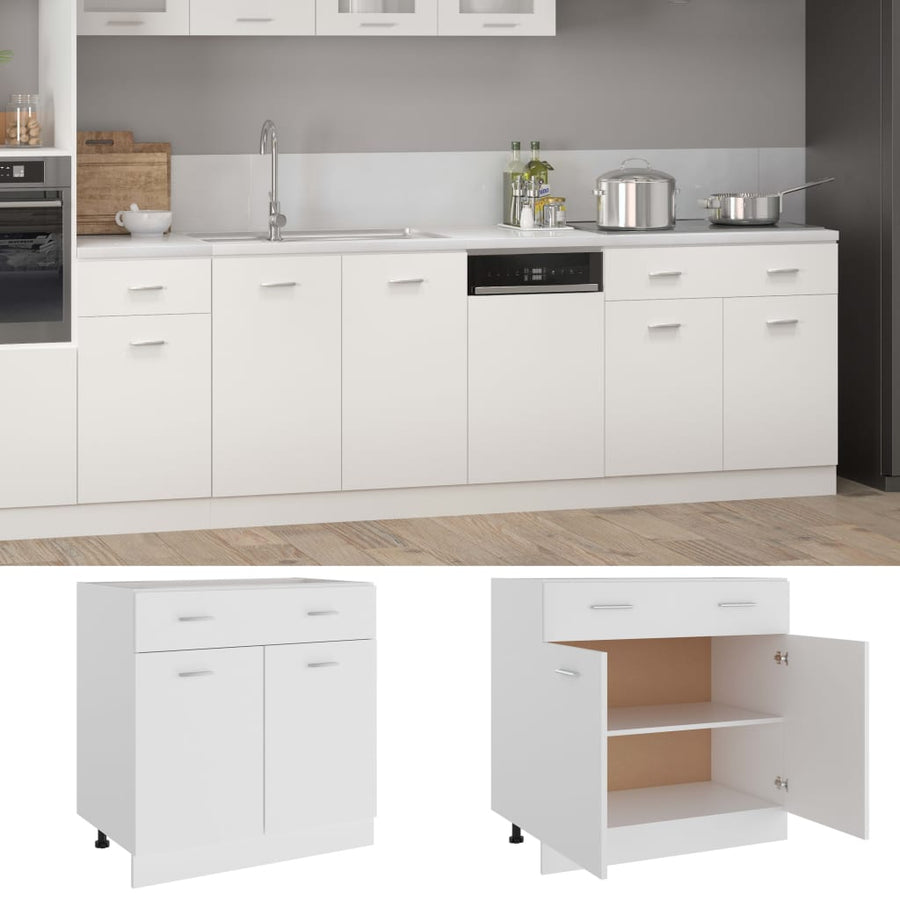 Onderkast met lade 80x46x81,5 cm bewerkt hout wit Onderkast met lade 80 cm