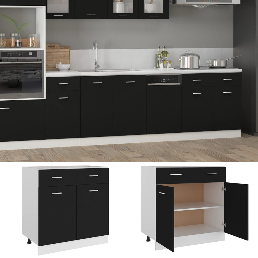 Onderkast met lade 80x46x81,5 cm spaanplaat zwart Onderkast met lade 80 cm