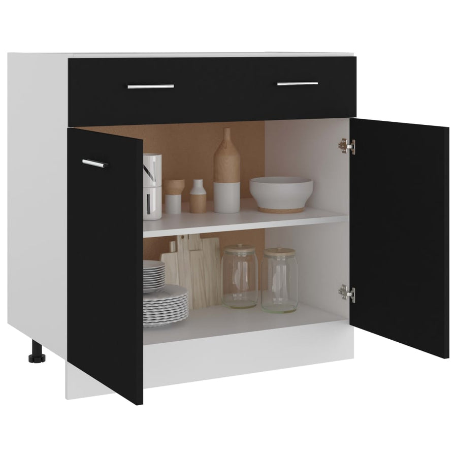 Onderkast met lade 80x46x81,5 cm spaanplaat zwart Onderkast met lade 80 cm