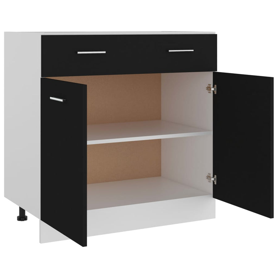 Onderkast met lade 80x46x81,5 cm spaanplaat zwart Onderkast met lade 80 cm