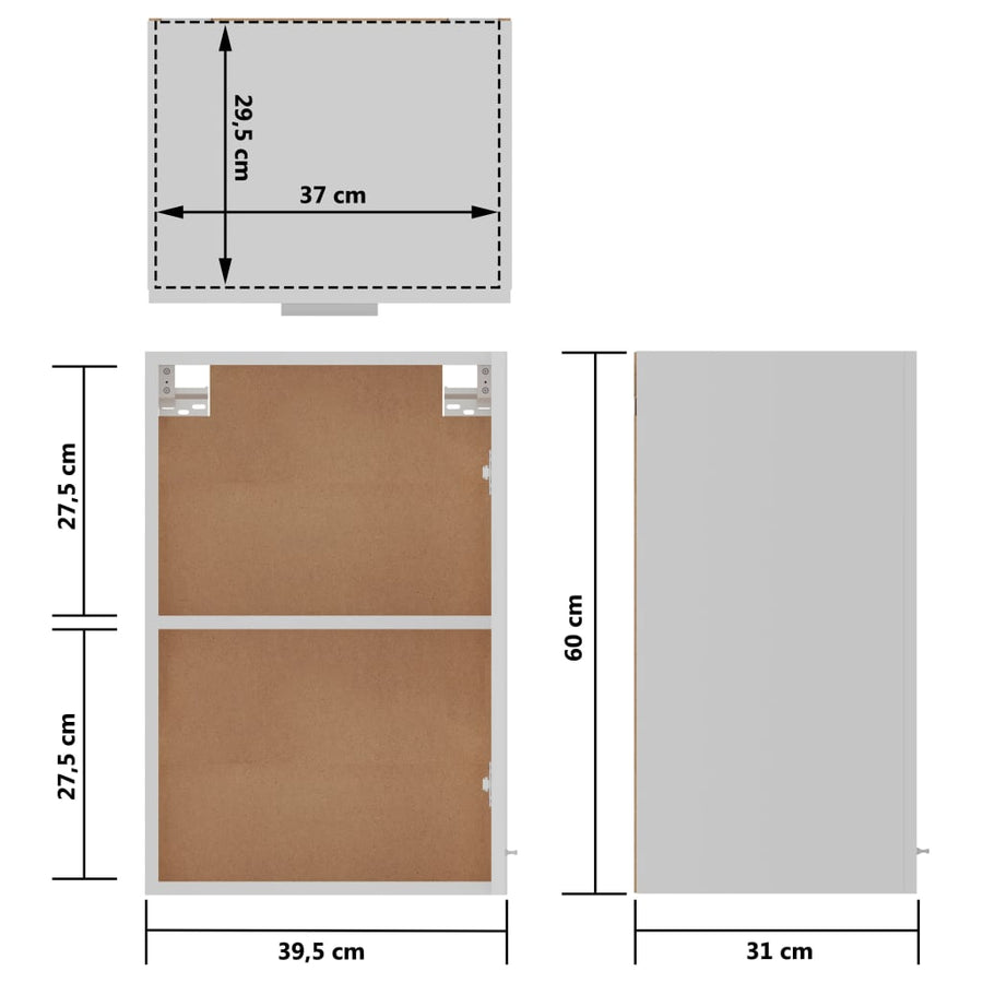 Hangkast 39,5x31x60 cm bewerkt hout wit Wit