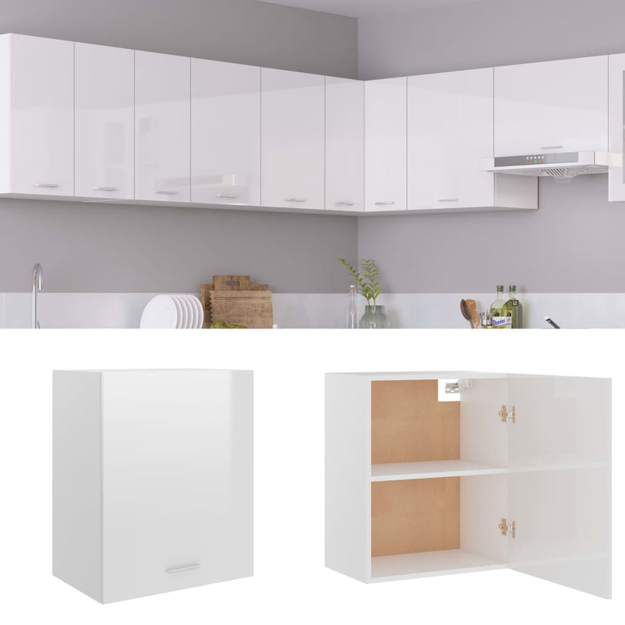 Bovenkast Lyon 50x31x60 cm bewerkt hout hoogglans wit