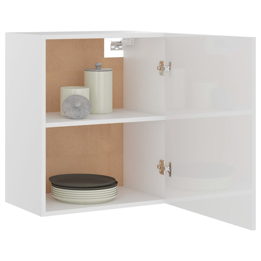 Bovenkast Lyon 50x31x60 cm bewerkt hout hoogglans wit
