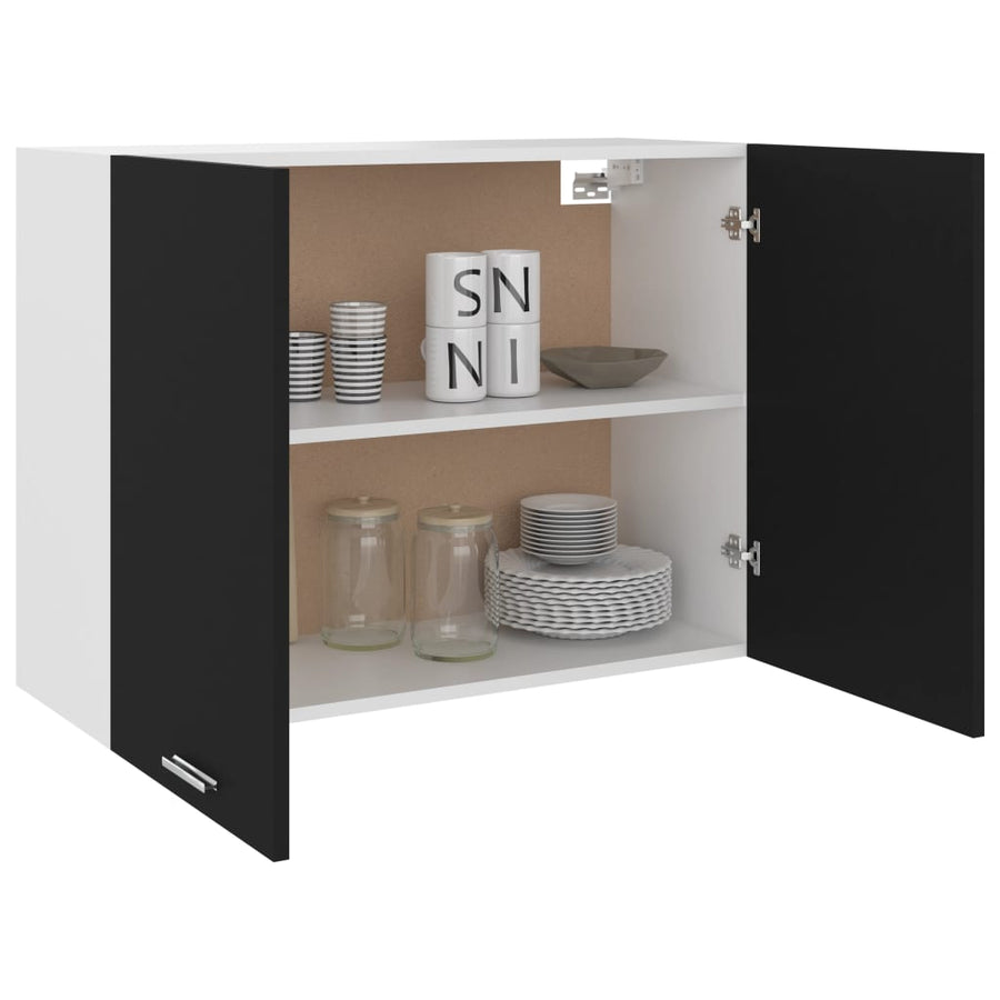 Hangkast 80x31x60 cm bewerkt hout zwart Hangkast 80 cm