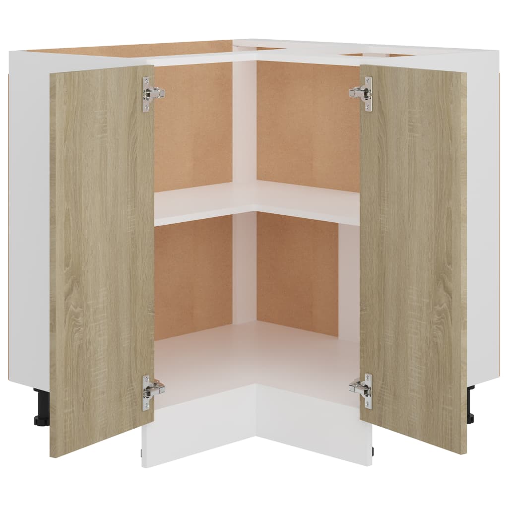 Hoekonderkast 75,5x75,5x80,5 cm spaanplaat sonoma eikenkleurig Hoekonderkast
