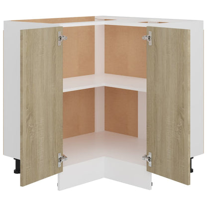 Hoekonderkast 75,5x75,5x80,5 cm spaanplaat sonoma eikenkleurig Hoekonderkast