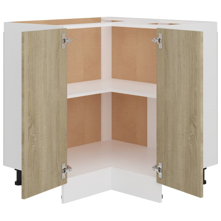 Hoekonderkast 75,5x75,5x80,5 cm spaanplaat sonoma eikenkleurig Hoekonderkast