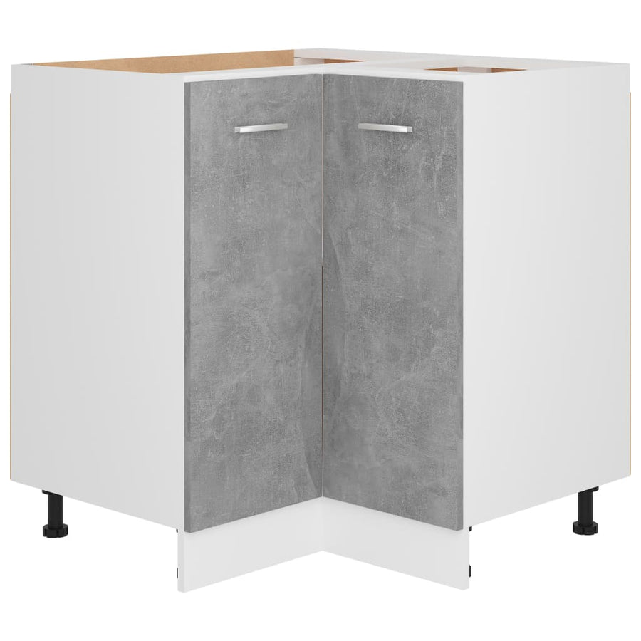 Hoekonderkast 75,5x75,5x80,5 cm spaanplaat betongrijs Hoekonderkast