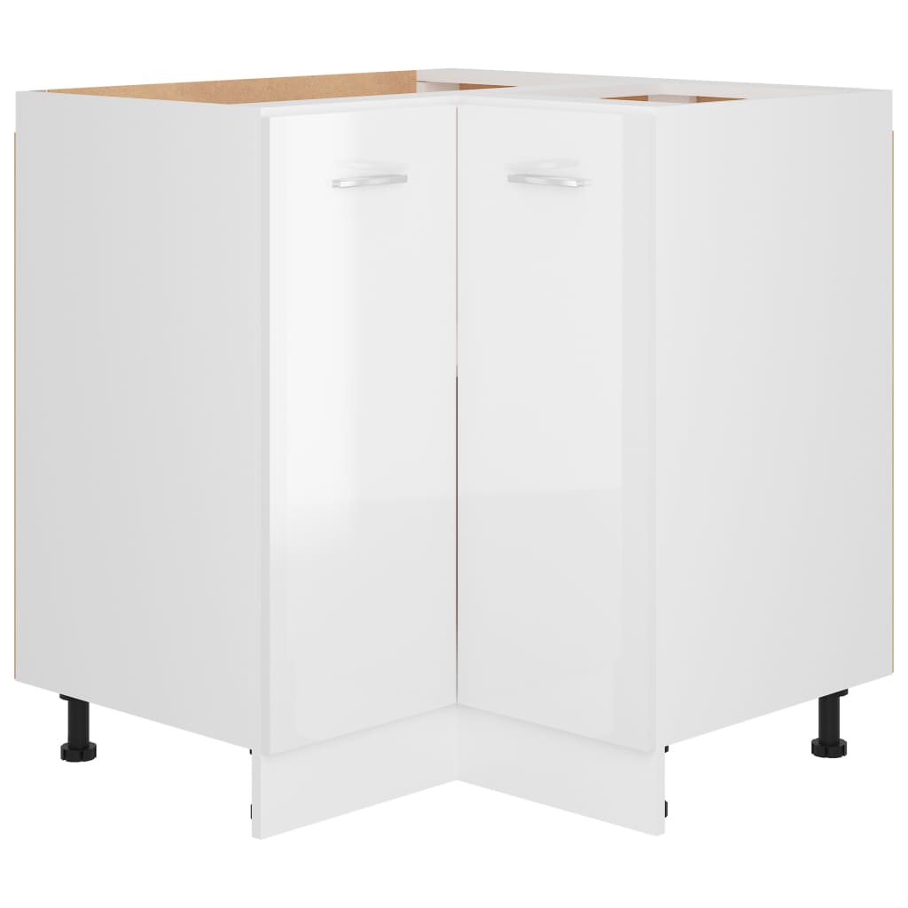 Hoekonderkast Lyon 75,5X75,5X81,5 Cm Bewerkt Hout Hoogglans Wit 1
