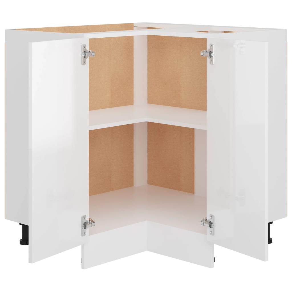Hoekonderkast Lyon 75,5X75,5X81,5 Cm Bewerkt Hout Hoogglans Wit 1