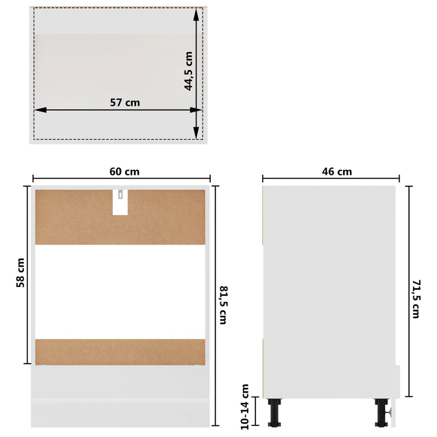 Ovenkast 60x46x81,5 cm bewerkt hout wit Ovenkast