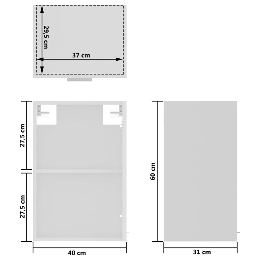 Hangkast 40x31x60 cm bewerkt hout wit Wit
