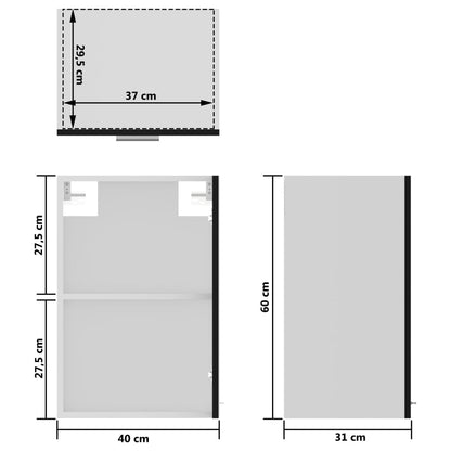 Hangkast 40X3X60 Cm Spaanplaat Zwart Hangkast glas 40 cm