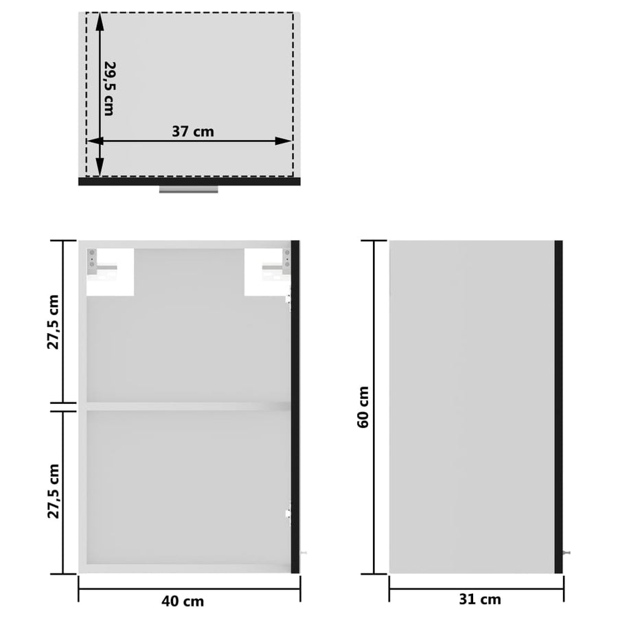 Hangkast 40X3X60 Cm Spaanplaat Zwart Hangkast glas 40 cm