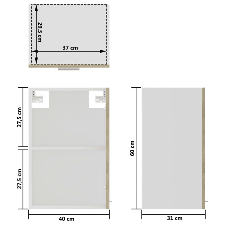 Hangkast 40x31x60 cm spaanplaat sonoma eikenkleurig Sonoma eiken