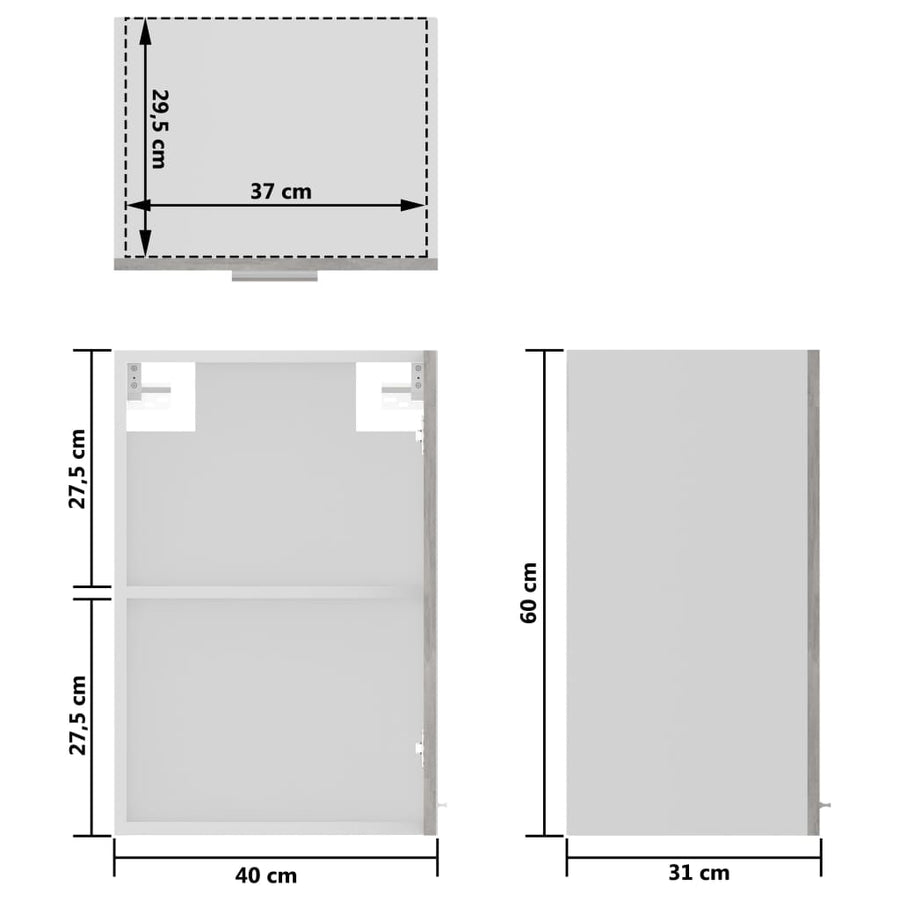 Hangkast 40x31x60 cm spaanplaat betongrijs Betongrijs