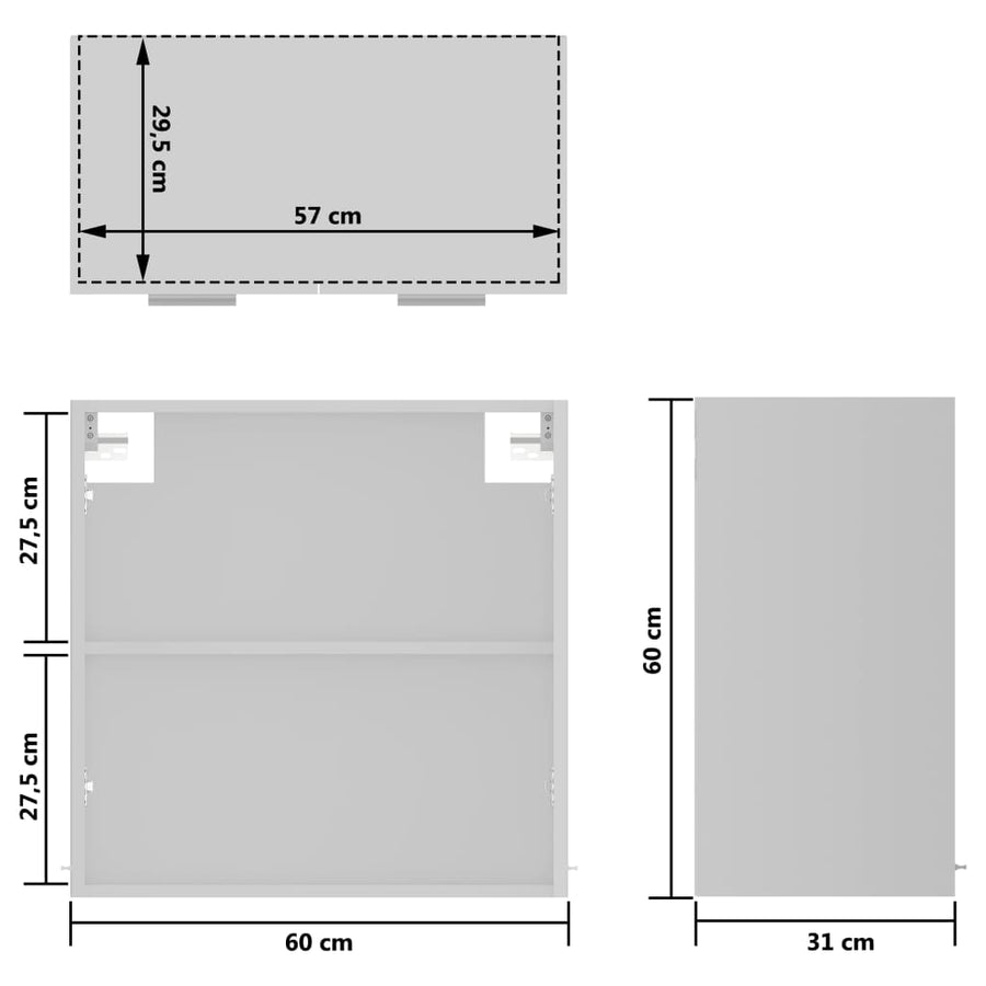 Hangkast 60x31x60 cm spaanplaat wit Wit
