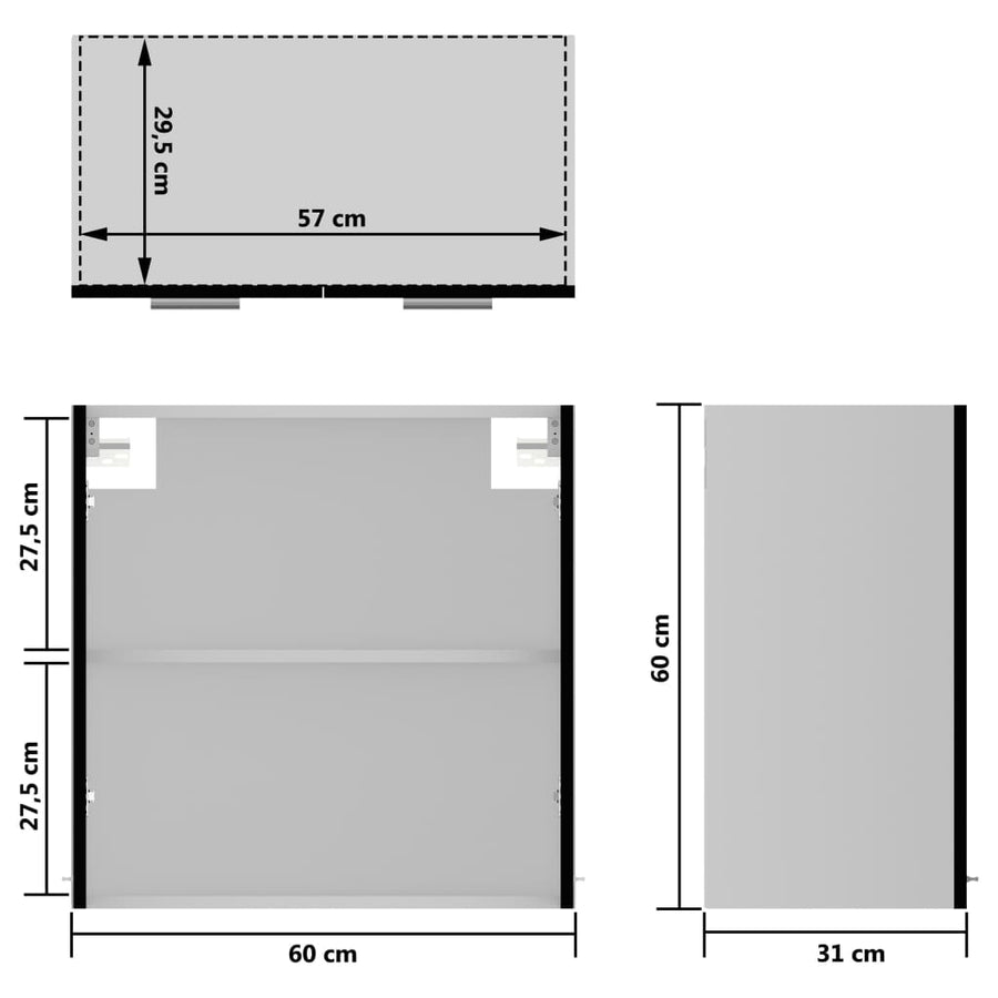 Hangkast 60x31x60 cm spaanplaat zwart Zwart
