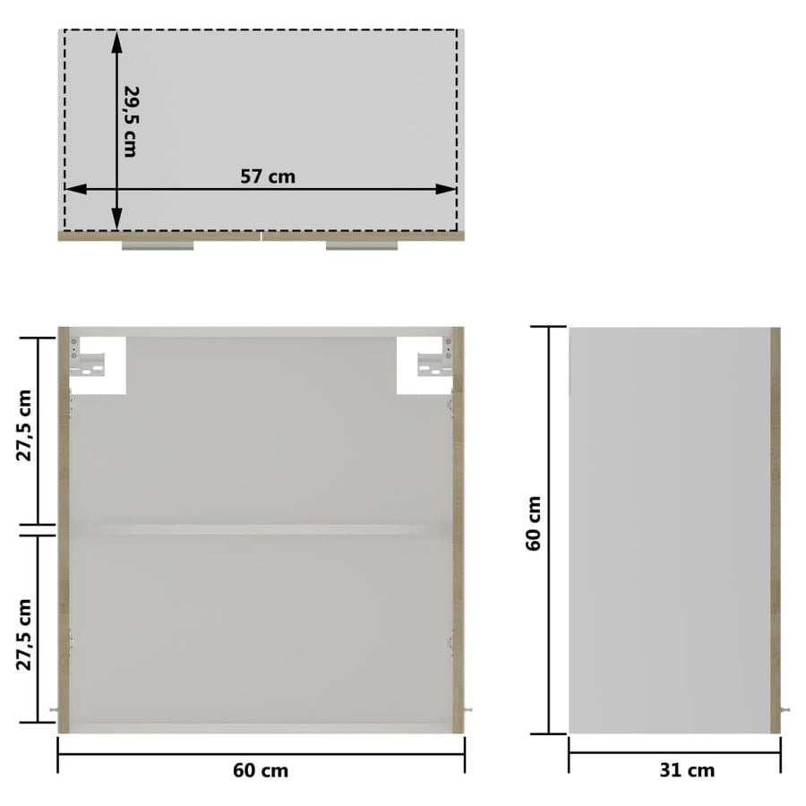 Hangkast 60x31x60 cm spaanplaat sonoma eikenkleurig Sonoma eiken