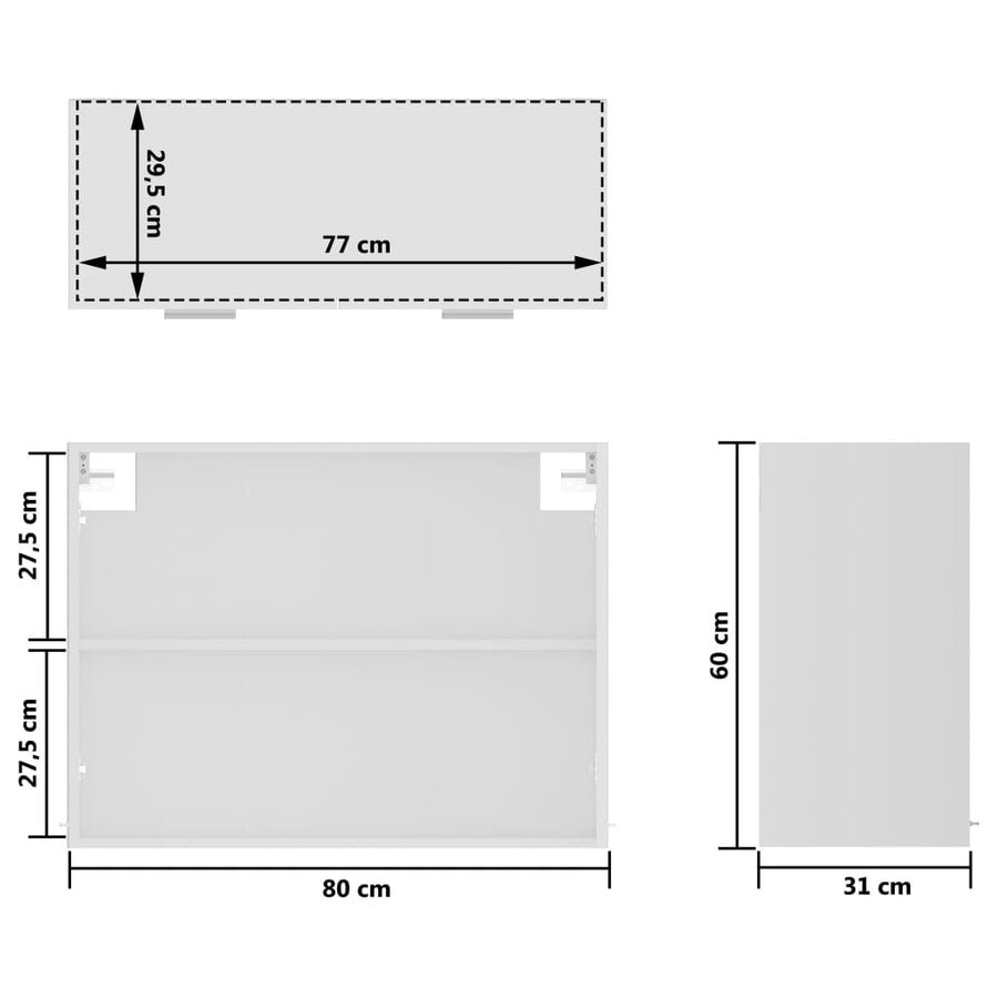 Hangkast 80x31x60 cm spaanplaat wit Wit