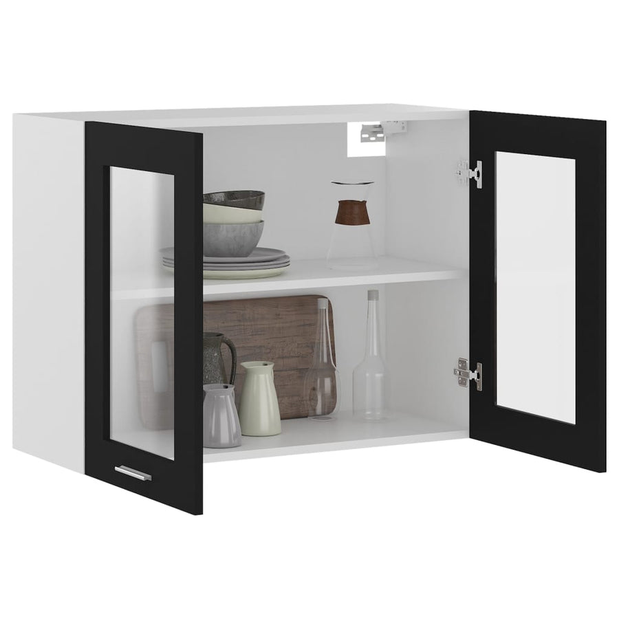 Hangkast 80x31x60 cm spaanplaat zwart Hangkast glas 80 cm