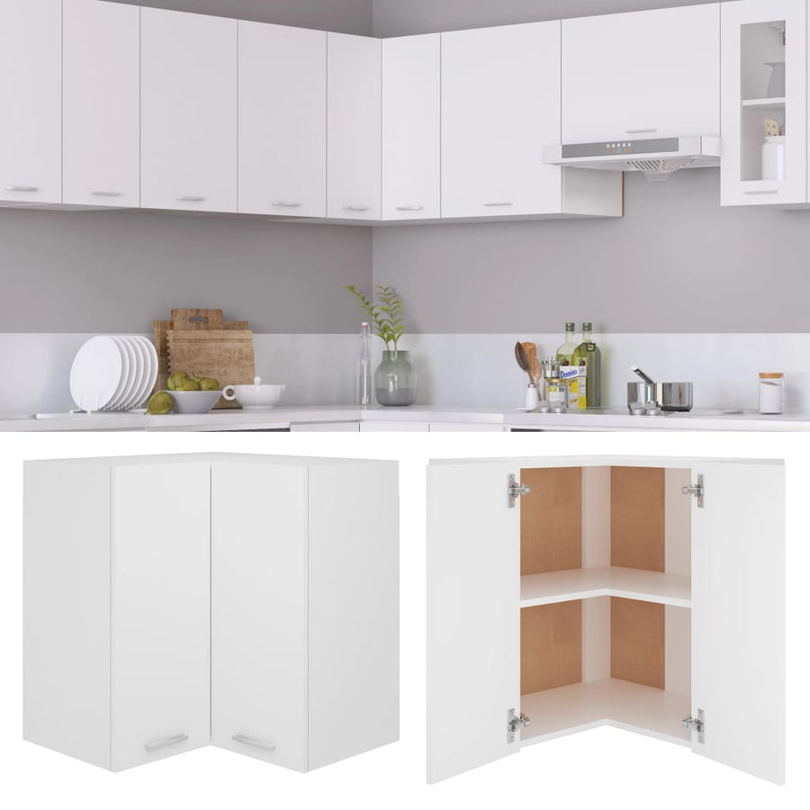 Hanghoekkast Lyon 57X57X60 Cm Bewerkt Hout Wit Hoogglans Wit