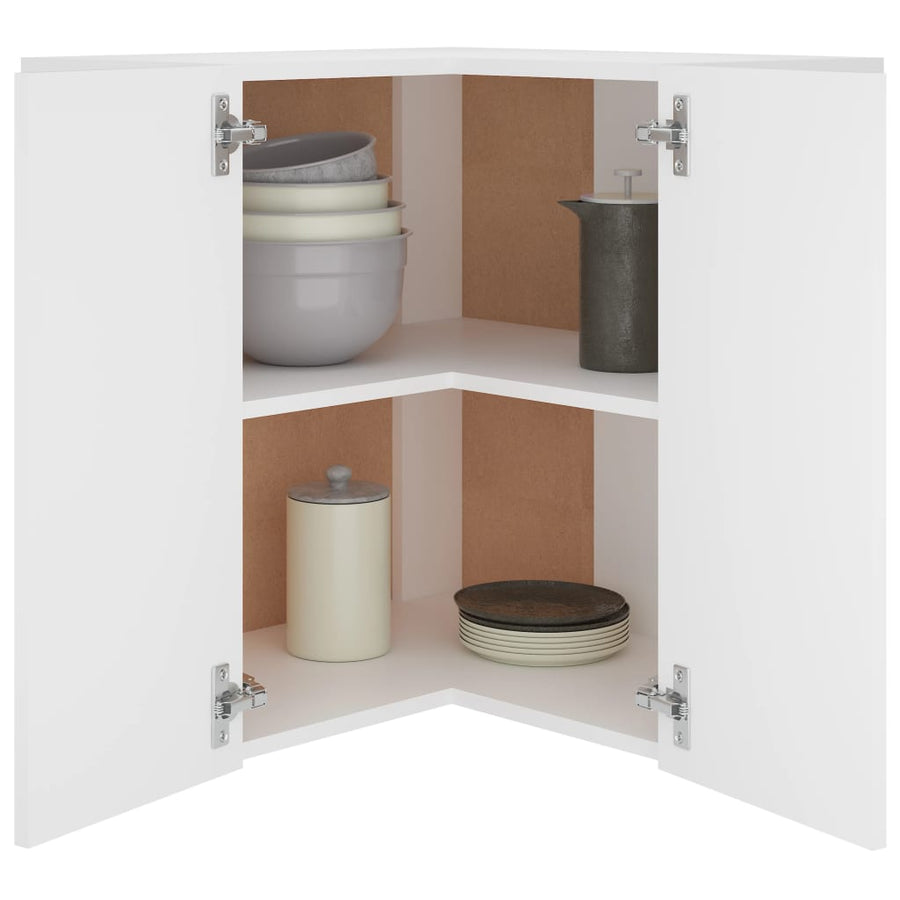 Hanghoekkast Lyon 57X57X60 Cm Bewerkt Hout Wit Hoogglans Wit