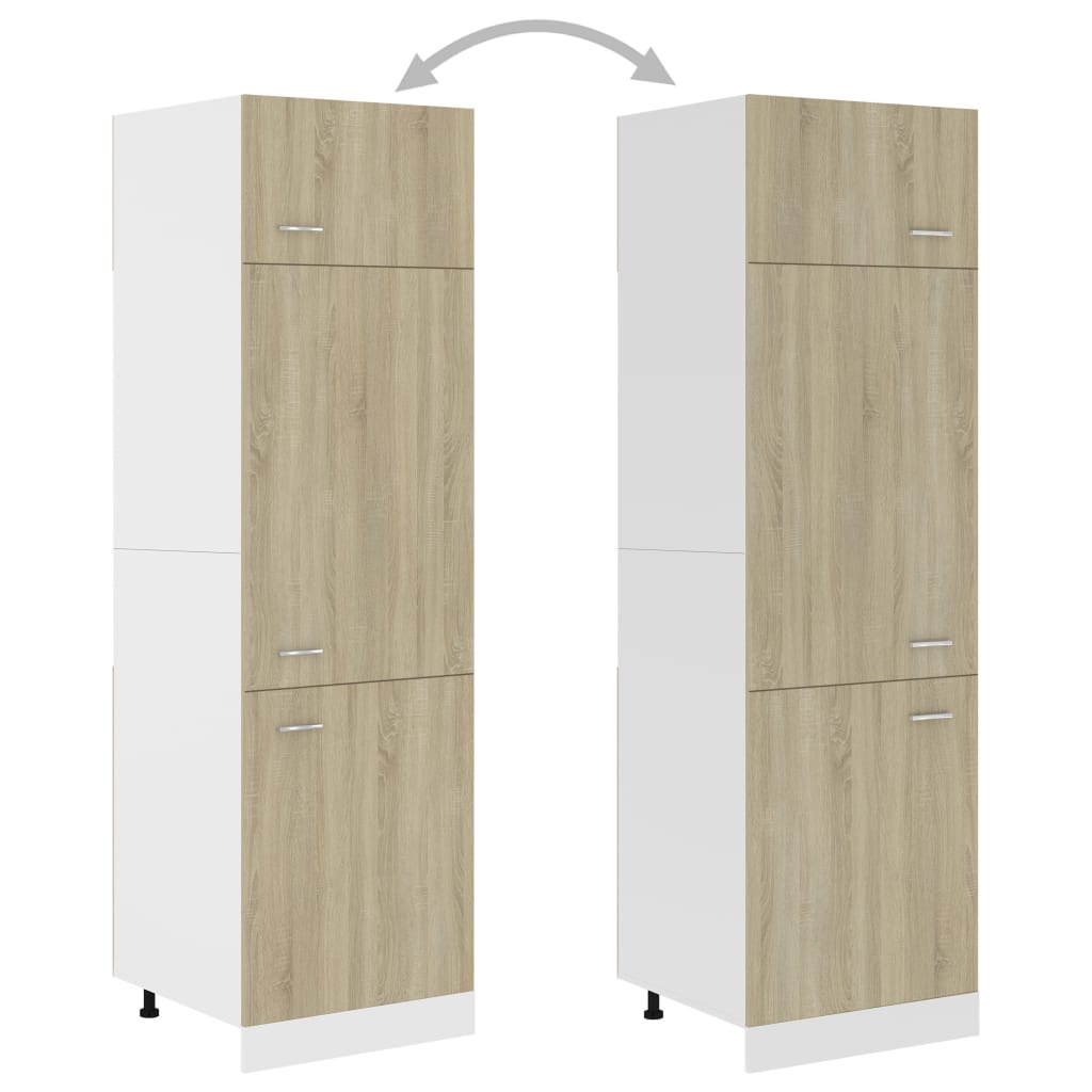 Koelkastkast 60x57x207 cm bewerkt hout sonoma eikenkleurig