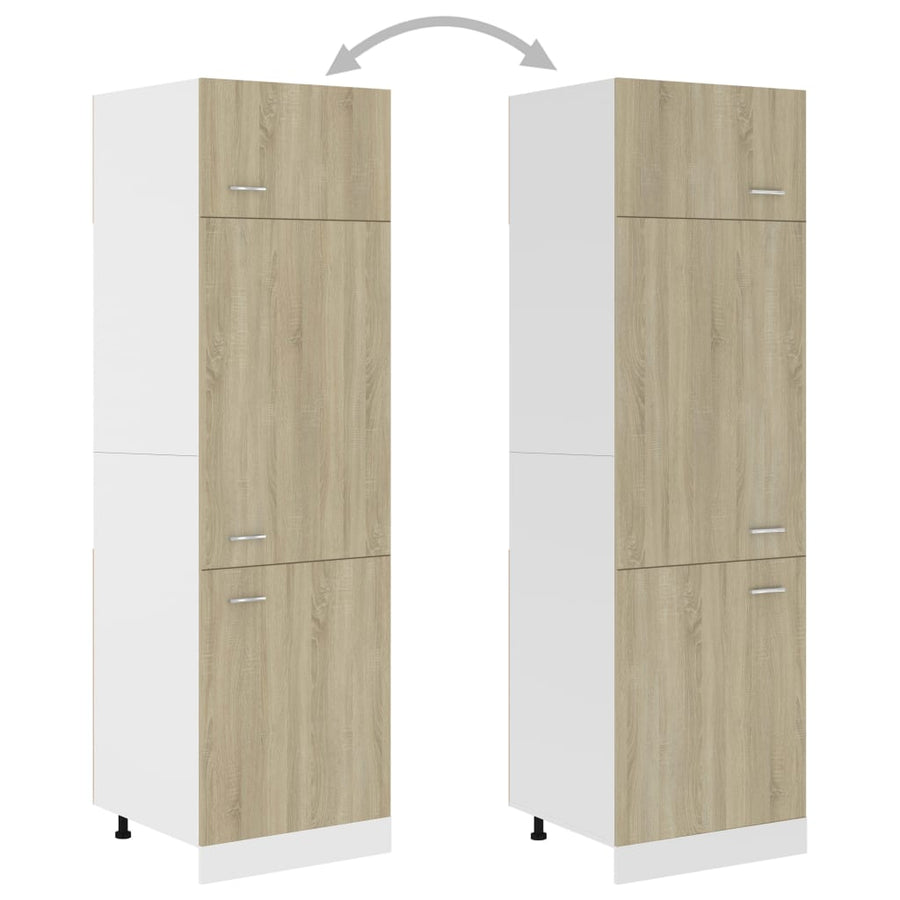 Koelkastkast 60x57x207 cm bewerkt hout sonoma eikenkleurig