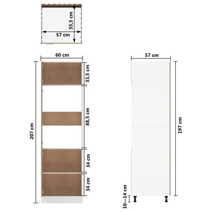 Koelkastkast 60x57x207 cm bewerkt hout sonoma eikenkleurig
