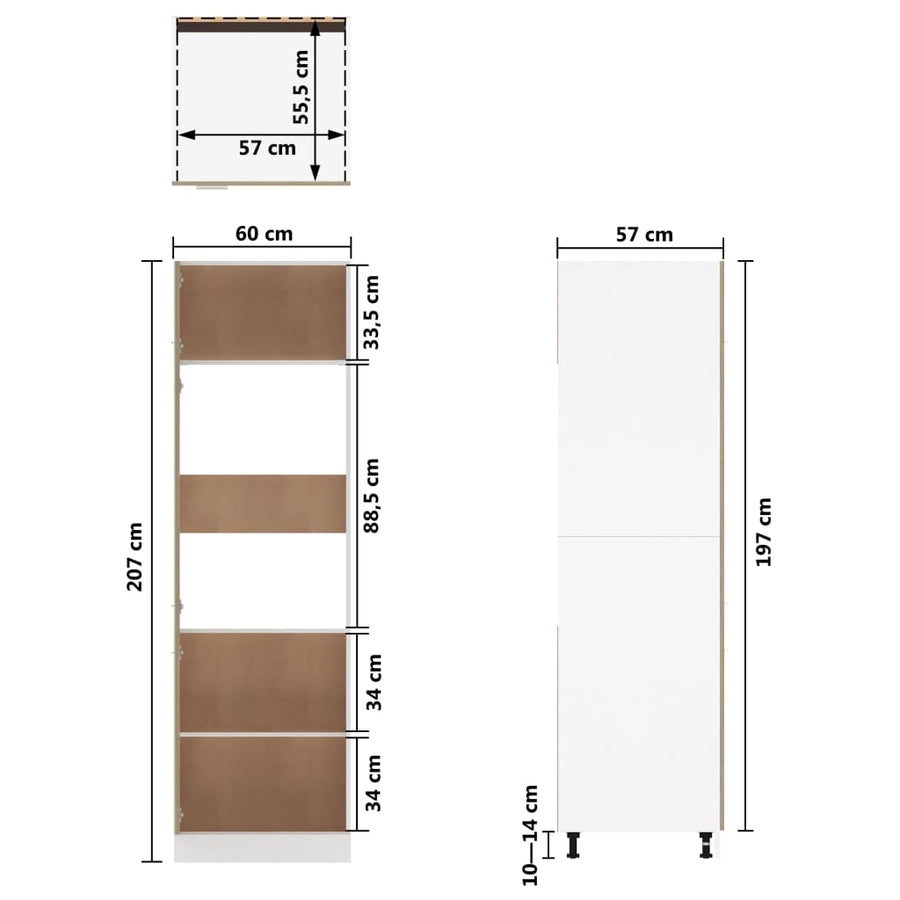 Koelkastkast 60x57x207 cm bewerkt hout sonoma eikenkleurig