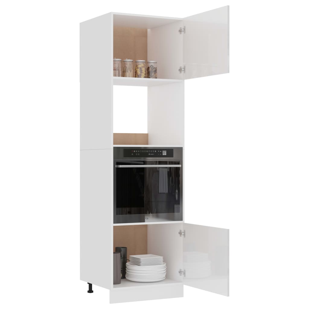 Magnetronkast Lyon 60x57x207 cm bewerkt hout hoogglans wit