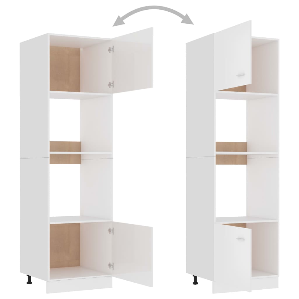 Magnetronkast Lyon 60x57x207 cm bewerkt hout hoogglans wit