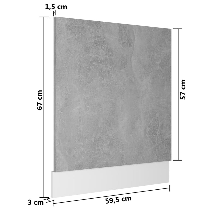 Vaatwasserpaneel Lyon 59,5x3x67 cm bewerkt hout betongrijs