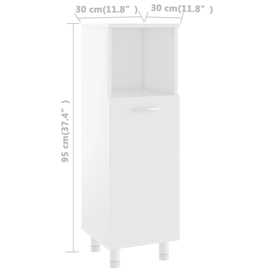 Badkamerkast 30X30X95 Cm Bewerkt Hout Wit