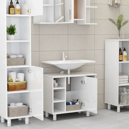 Badkamerkast 60X32X53,5 Cm Spaanplaat Hoogglans wit